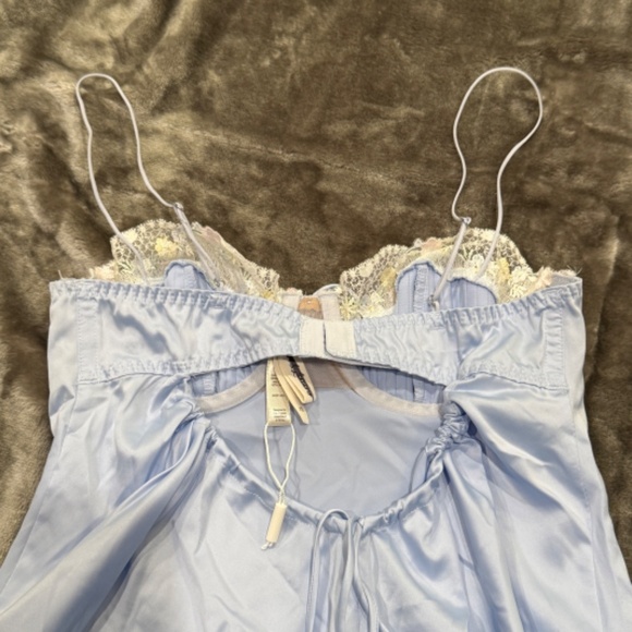 New! For Love and Lemons Paloma Satin Slip Dress blue 31241 - Picture 12 of 16